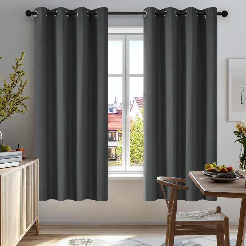 Deconovo Blackout Curtains for Bedroom, Thermal Insulated Room Darkening Grommet Window Drapes, Dark Gray, 52W x 72L Inch, Pack of 2 for Living Room & Nursery Privacy Panels - Image 1